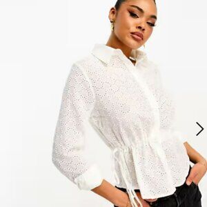 ASOS Parisian Cinch Waist Shirt - White - Size 8